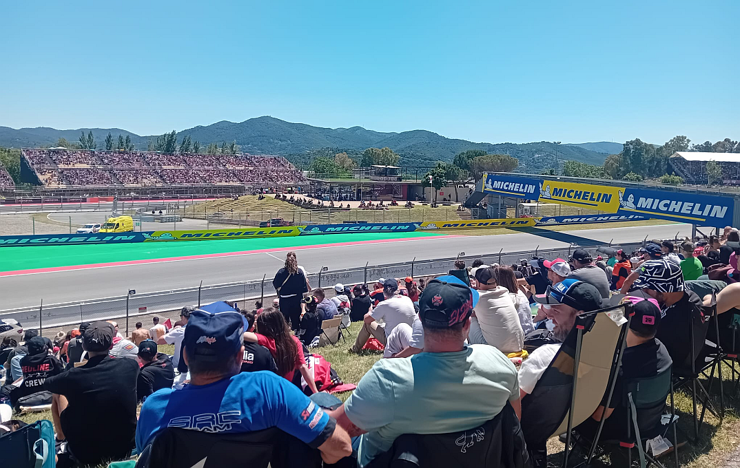 motorcycle racing fans during the 2026 MotoGP in Catalonia, Spain
